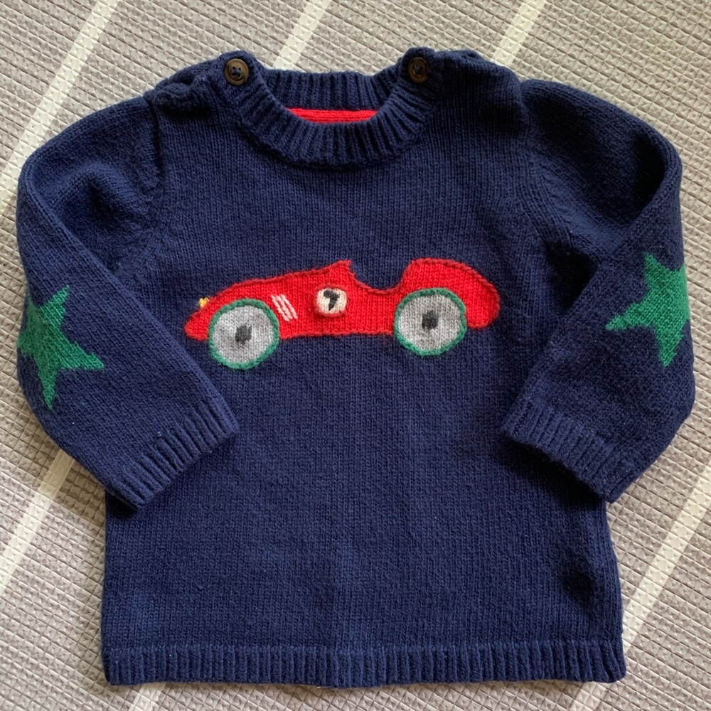 Mini Boden // Baby Boy Race Car Sweater 6-12 Month